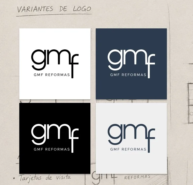 Las cuatro variantes de logotipo: claro, azul, negro y crema