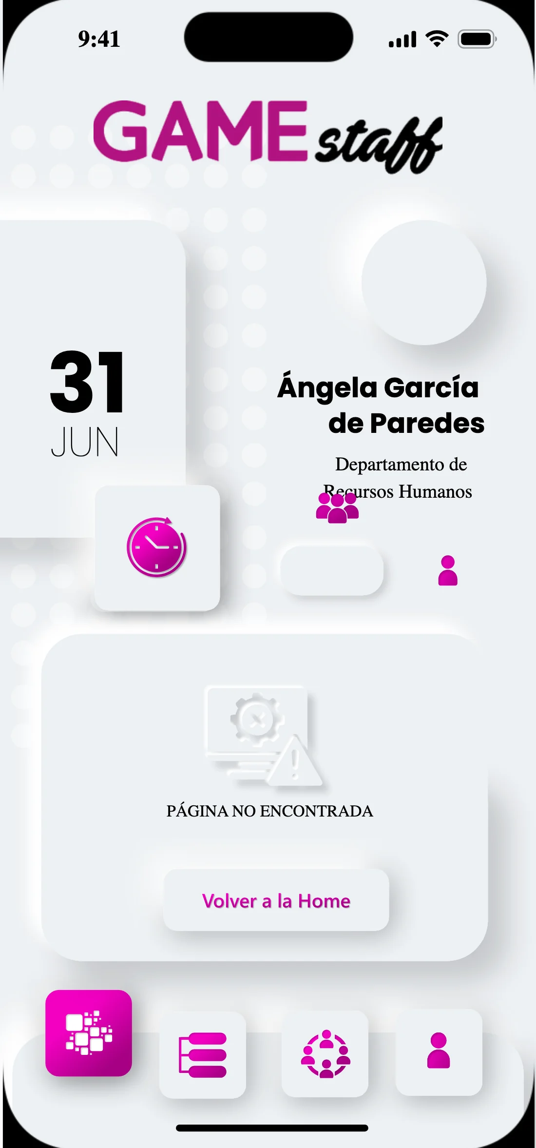 Estado vacío de la app, con botón de vuelta a la home